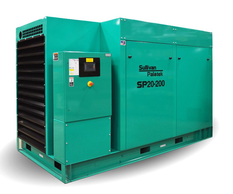 sullivan palatek SP20-200 200 HP base mount rotary screw air compressor with optional sound enclosure